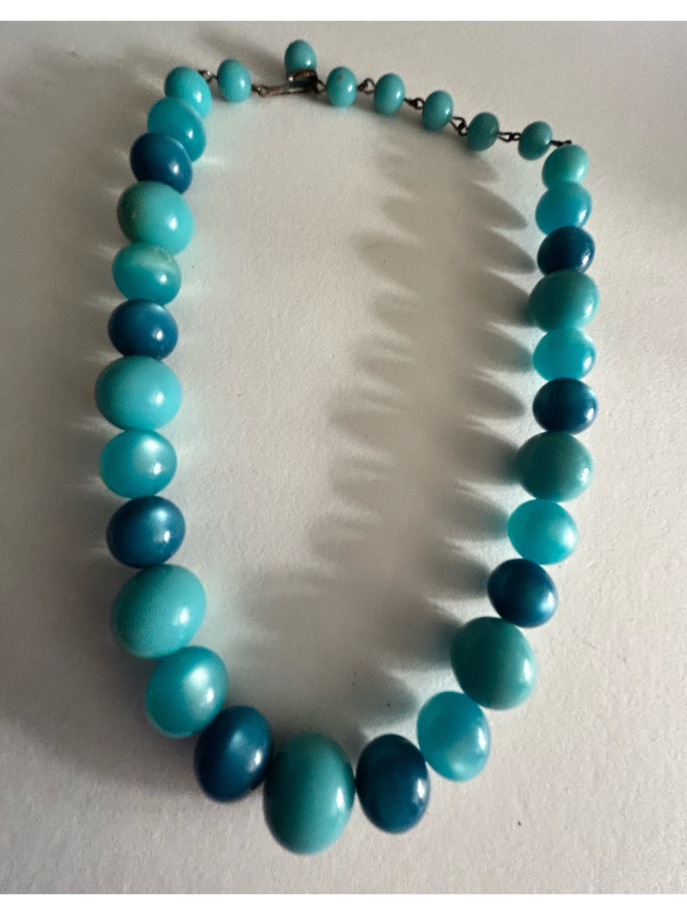 ADD 1 💰FREE🆓 /BUNDLE Vintage Necklace Moon glow turquoise blue acrylic beads 16”